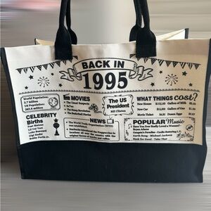 Canvas Tote Bag "Back in 1995" - Cream & Black